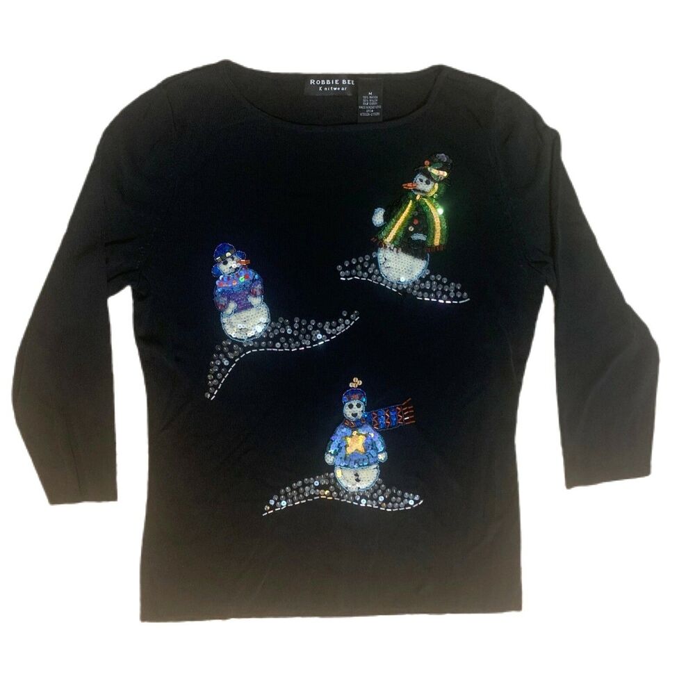Robbie Bee Holiday Cocktail Womens Top Medium Christmas Vintage Whimsical